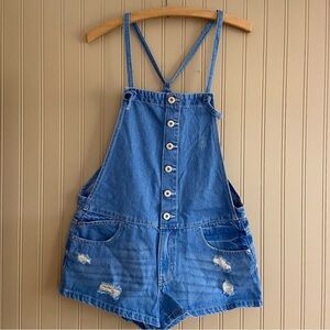 ONLY Distressed Denim Overall Shorts Women’s Size 6 or Medium